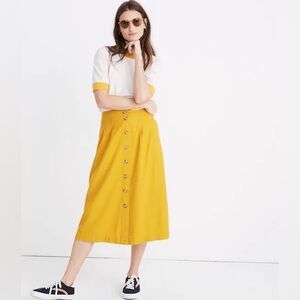 Madewell Patio Button Front Midi Skirt in Tungsten Glow 6 NWT